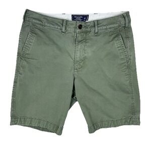 Abercrombie & Fitch Stretch Chino Shorts Mens Size 31 Khaki Green Coastal Preppy
